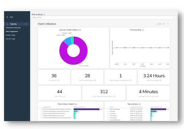 AdjusterPro enterprise training and learner reporting dashboard