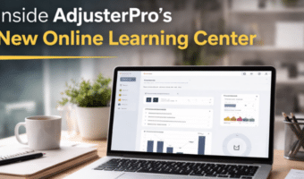 What do AdjusterPro's courses look like in the new learning center and what tools are available?