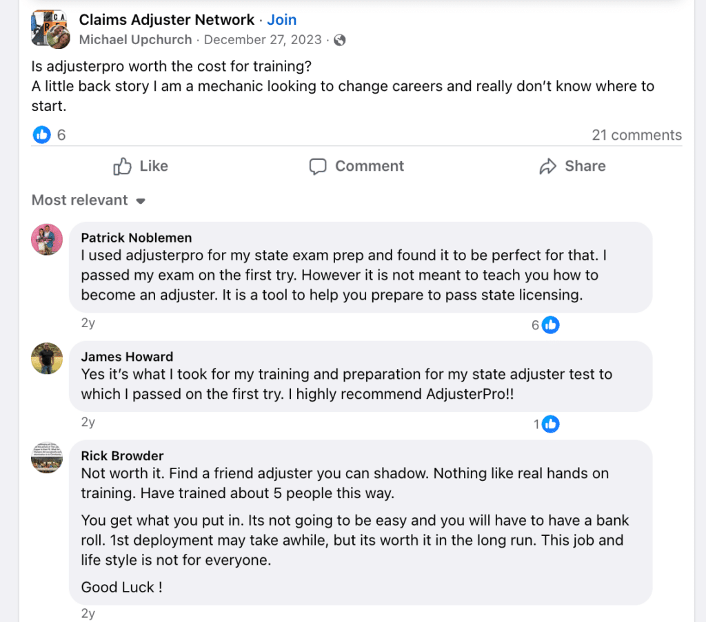 adjusterpro course reviews