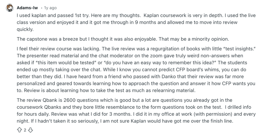kaplan course reviews