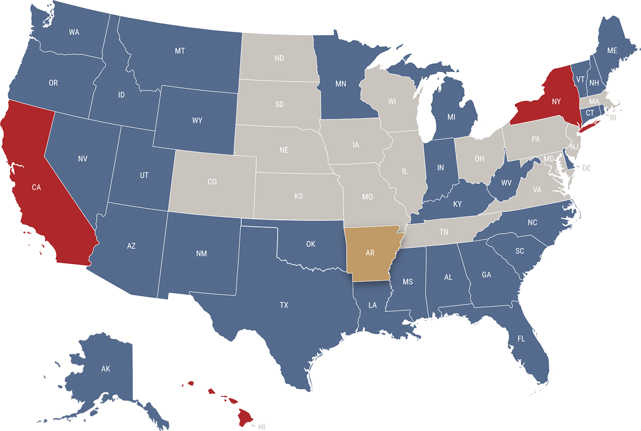 Arkansas reciprocity map